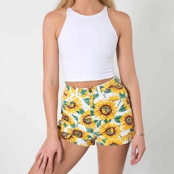 🌻American Apparel High-Waisted Sunflower Shorts🌻 - Picture 4 of 9